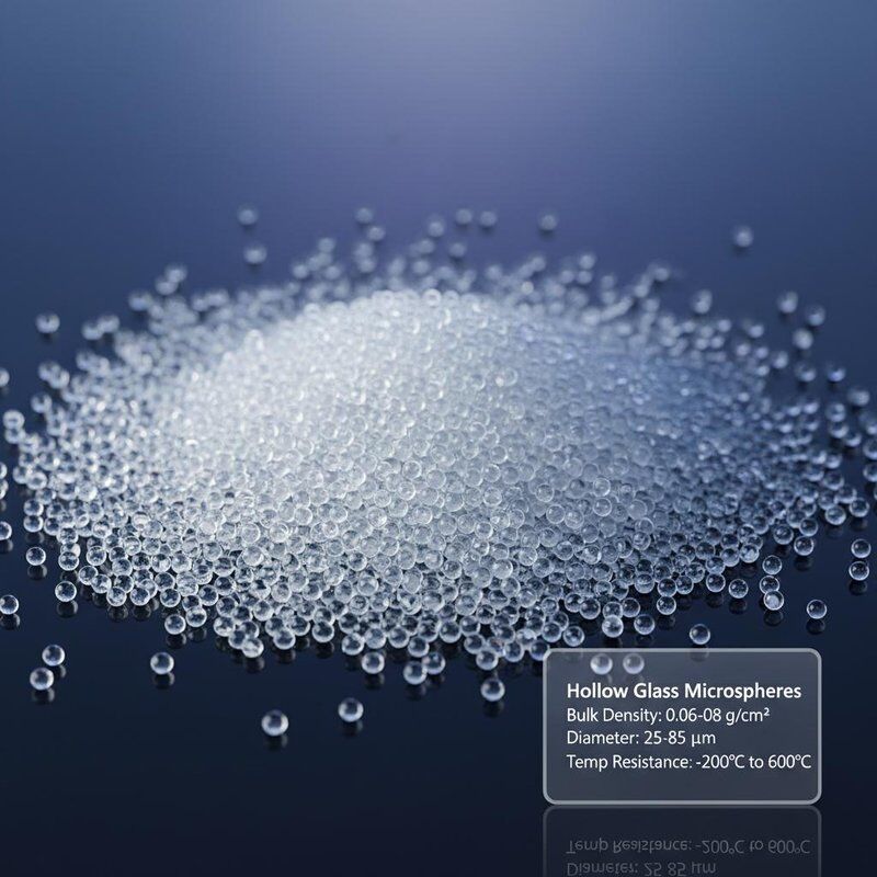 Microspheres kính rỗng với mật độ khối lượng 0,06-0.08, Chiều kính 25-85μm, và Kháng nhiệt độ -200°C đến 600°C