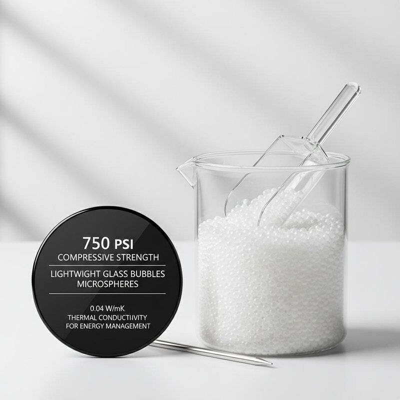 750 Psi Sức mạnh nén bong bóng thủy tinh nhẹ Microspheres với độ dẫn nhiệt 0,04 W / mK cho quản lý năng lượng