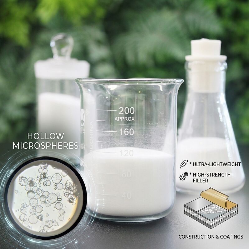 bong bóng thủy tinh rỗng với độ bền nén lên đến 100 MPa, dẫn nhiệt thấp 0,108 W / m · K và trọng lượng nhẹ 0,15 - 0,30 g / cm3