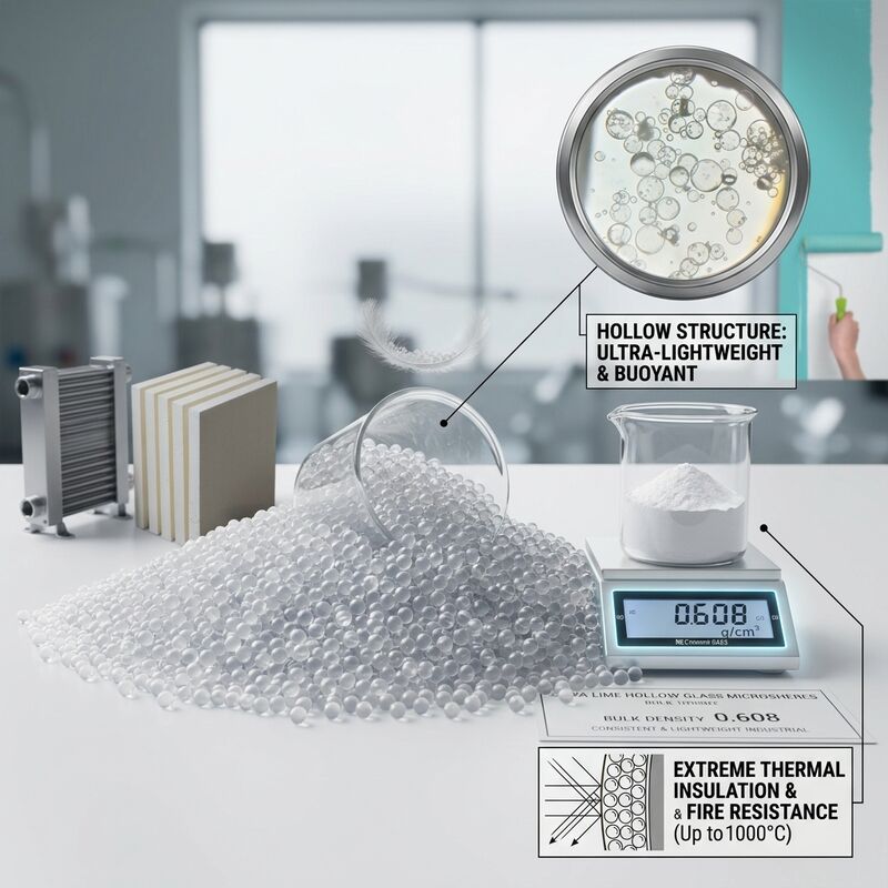 Glass Microbubbles with Low Moisture Absorption and Lightweight Fillers for Thermal Conductivity 0.2 W/m·K