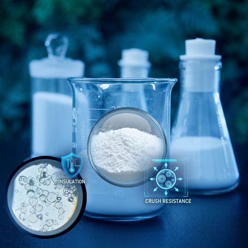 High Reflectivity Hollow Glass Beads with 2000 Psi Compressive Strength and Low Moisture Content for Industrial Applications
